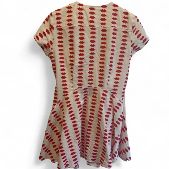 Zara Cream Dress with Red Lip Print - Picture 2 of 2